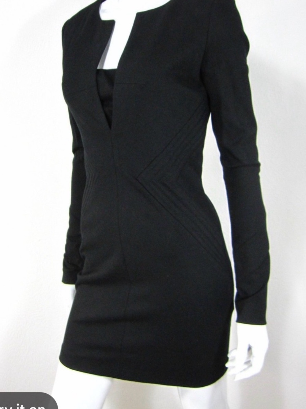 Elizabeth and James Black Long-Sleeve Sheath Dress with peeking Bandeau Bra